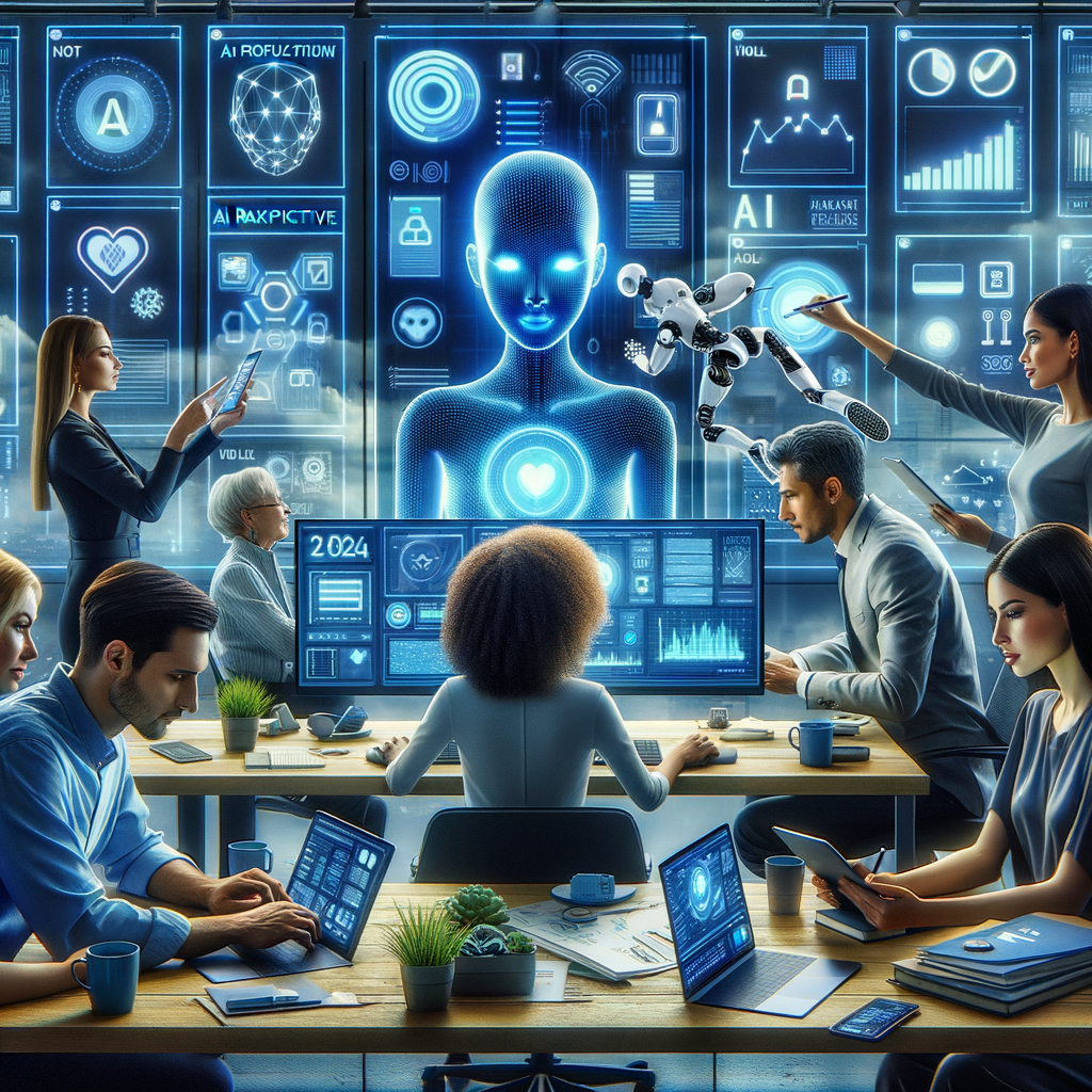 Best AI Productivity Tools in 2026 (Top Picks for Creators & Productivity) Team of professionals collaborating on advanced AI technology and data analysis in a modern workspace.