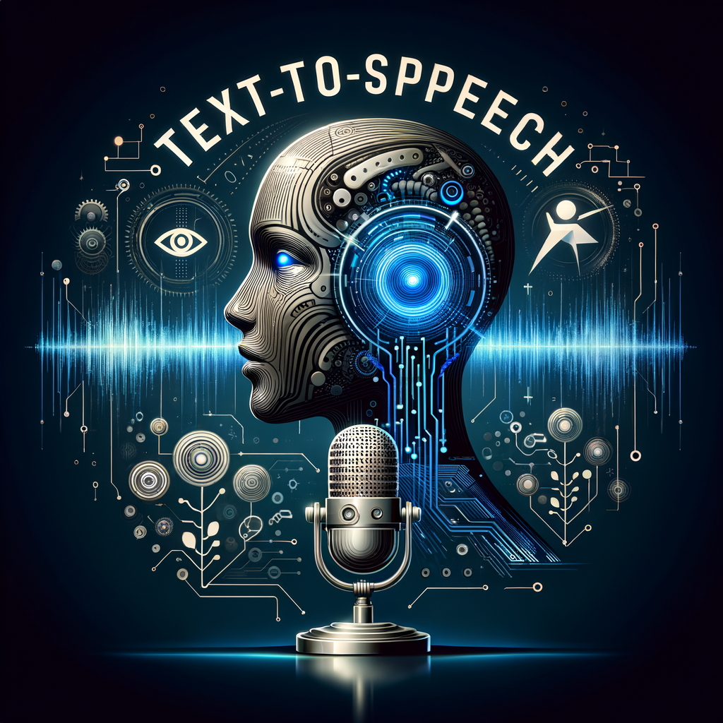 Futuristic AI robot head with glowing blue circuits and microphone representing ElevenLabs text-to-speech technology.