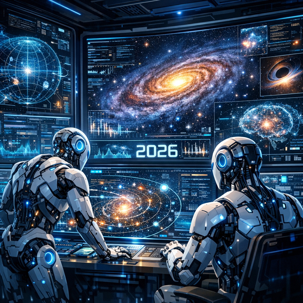 Futuristic Ai Robots Analyze Complex