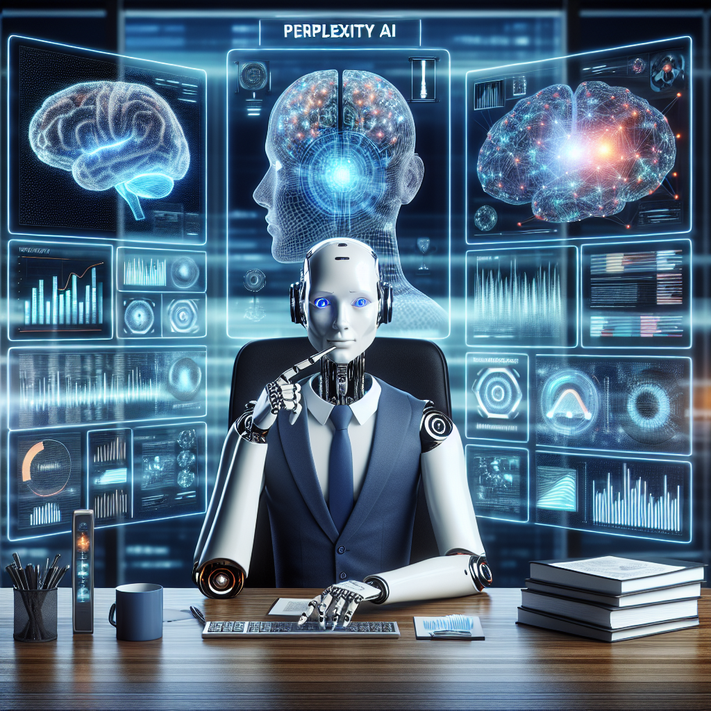 Perplexity AI: Advanced AI Solutions for Smarter Decision Making Futuristic AI robot analyzing brain data with holographic technology in a high-tech workspace, symbolizing advanced AI soluti