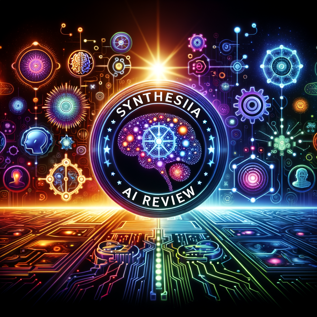 Synthesia AI Review: Features, Benefits, and Competitor Comparisons Futuristic AI concept featuring a glowing neural network and digital circuitry in vibrant colors.