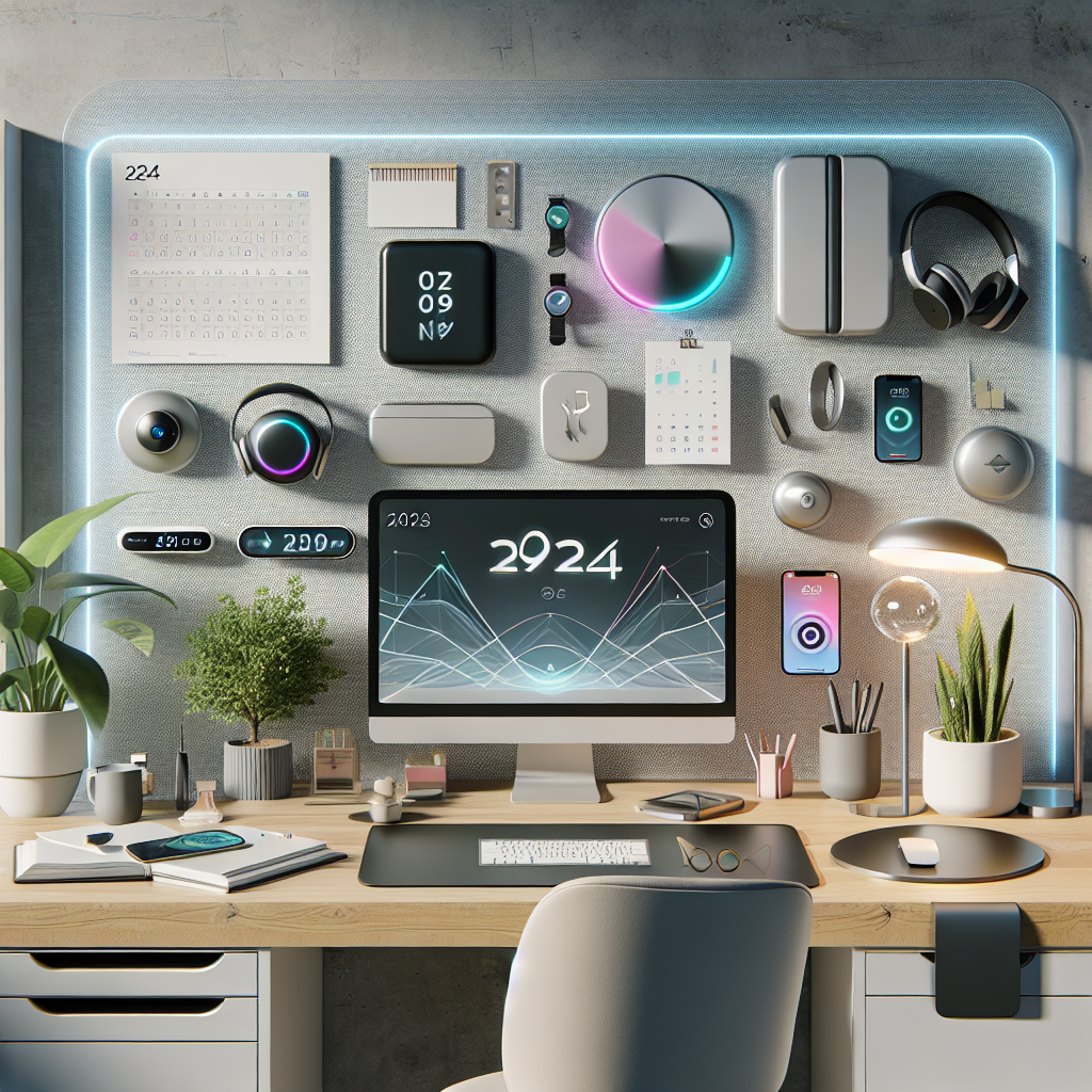 Top Desk Accessories to Boost Productivity and Focus in 2026 Modern workspace featuring tech gadgets and a digital calendar to boost productivity and focus in 2024.