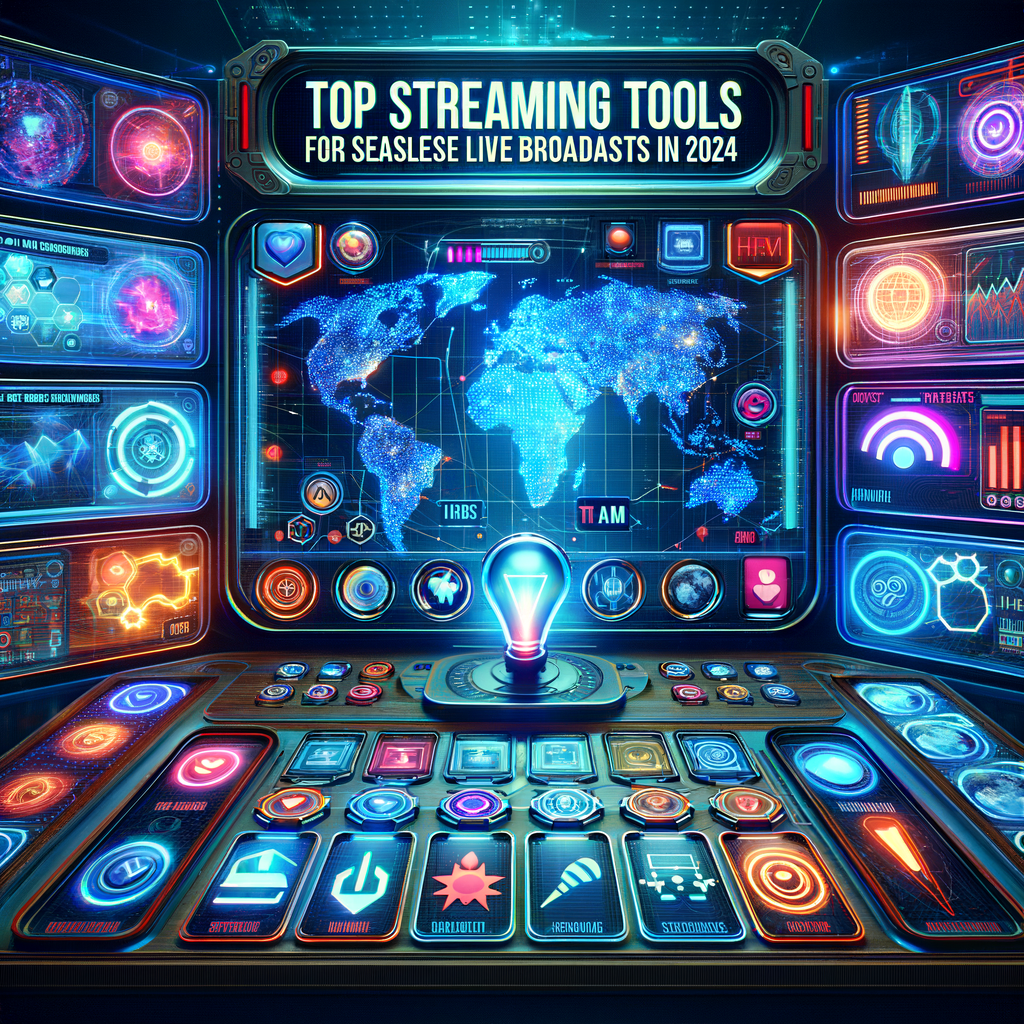 Best Streaming Tools in 2026 (Top Picks for Creators & Productivity) Futuristic control panel displaying icons of top streaming tools for seamless live broadcasts in 2024.